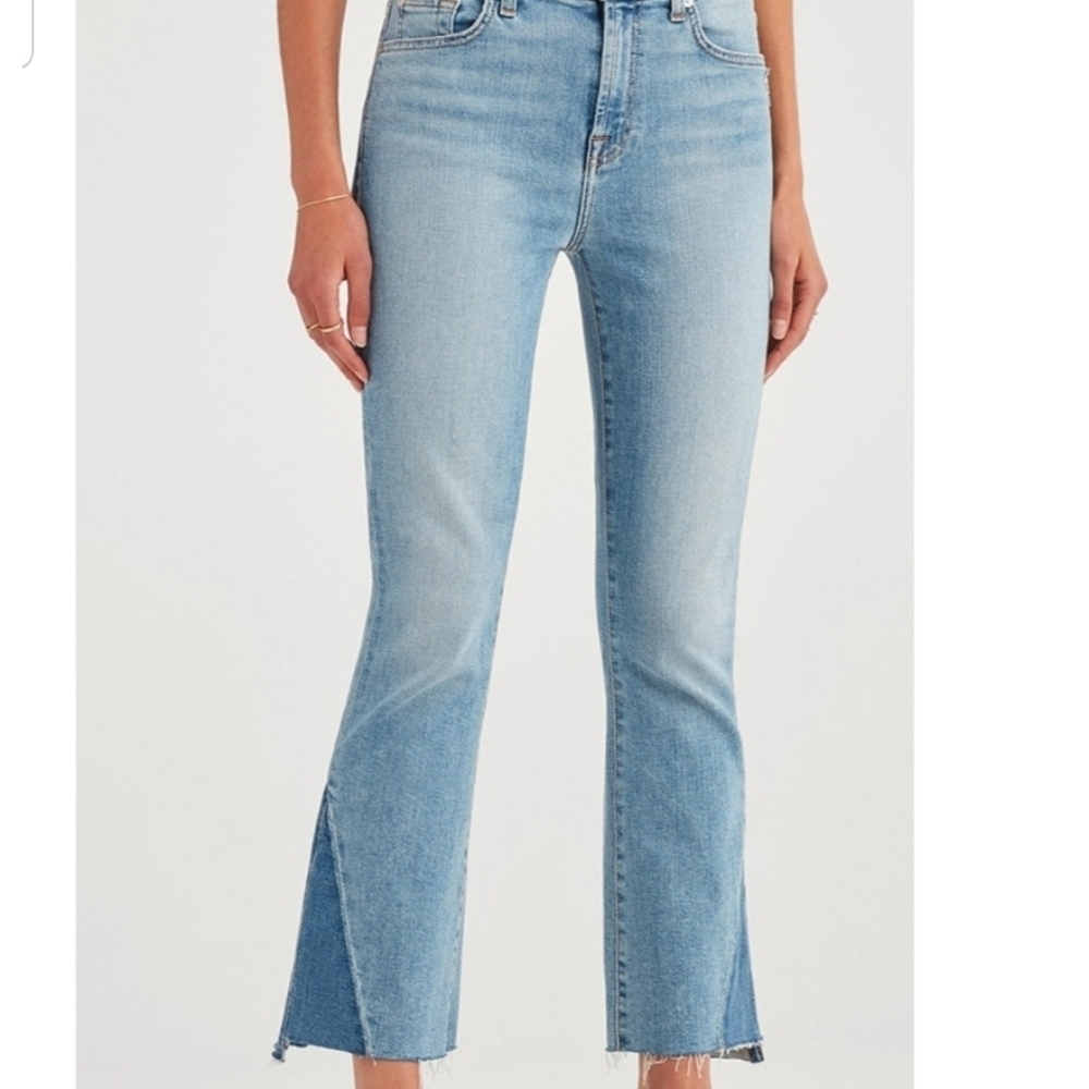 7 For Mankind High waist slim Kick Jeans step Hem - Picture 4 of 5